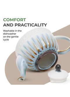 Fissman Fissman Teapot 1100ml, Porcelain Teapot Galatica Series, Elegant Color Designed, Porcelain Tea Kettle for Loose Tea, Dishwasher Safe  - Image 3