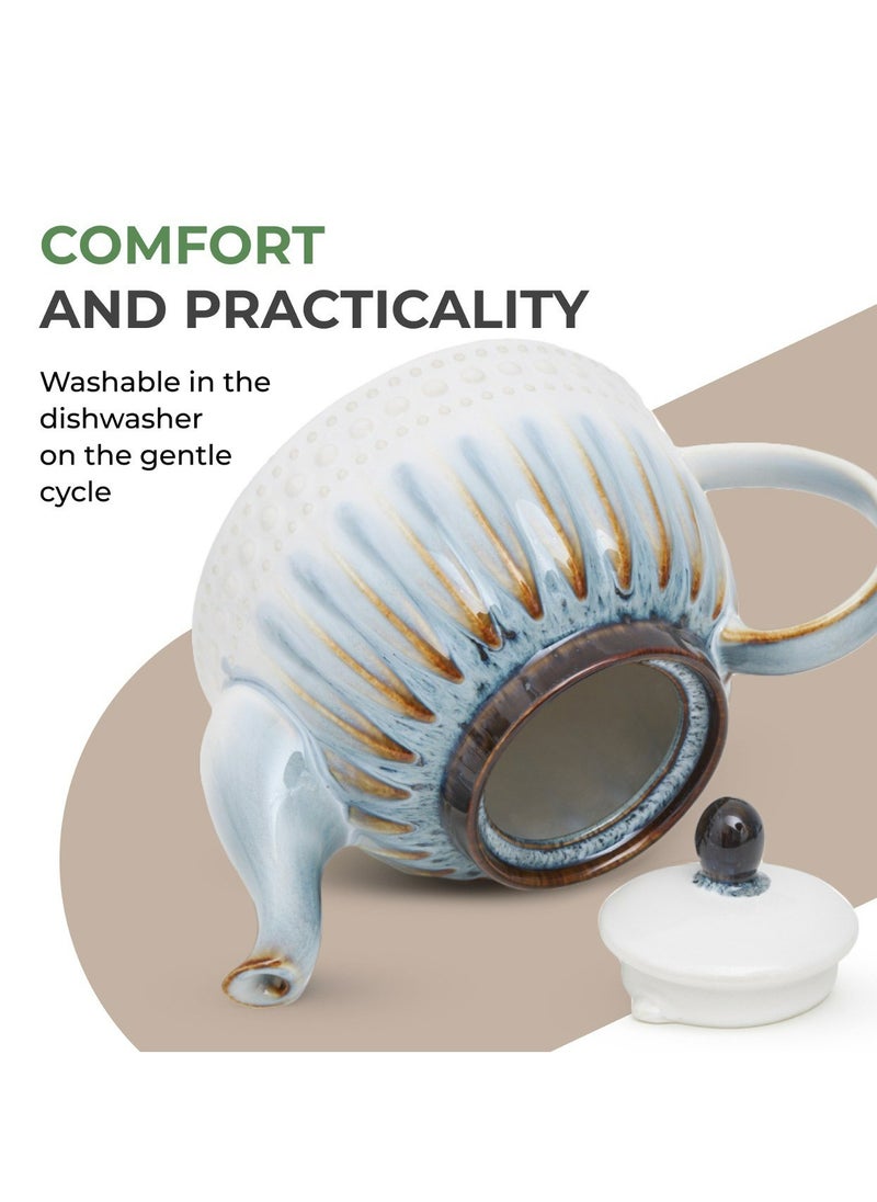 Fissman Fissman Teapot 1100ml, Porcelain Teapot Galatica Series, Elegant Color Designed, Porcelain Tea Kettle for Loose Tea, Dishwasher Safe  - Image 3
