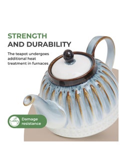 Fissman Fissman Teapot 1100ml, Porcelain Teapot Galatica Series, Elegant Color Designed, Porcelain Tea Kettle for Loose Tea, Dishwasher Safe  - Image 5
