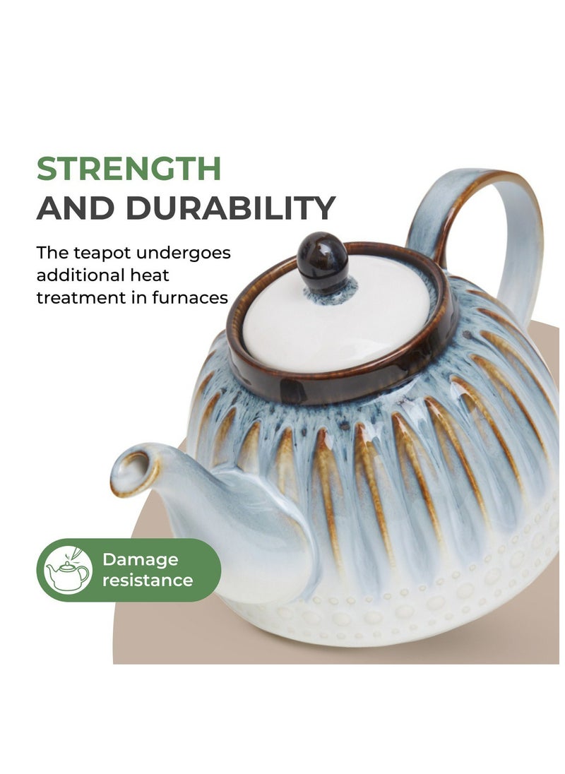Fissman Fissman Teapot 1100ml, Porcelain Teapot Galatica Series, Elegant Color Designed, Porcelain Tea Kettle for Loose Tea, Dishwasher Safe  - Image 5