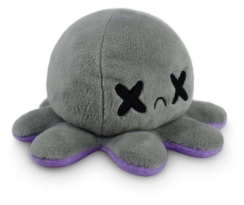 TeeTurtle - The Original Reversible Octopus Plushie - Happy Purple + Dead Gray - Cute Sensory Fidget Stuffed Animals That Show Your Mood - Image 1