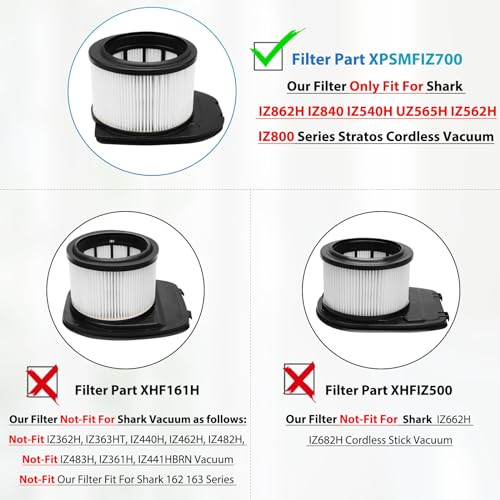 LANROON IZ862H Filter for Shark IZ862H Stratos Vacuum, Fit for Shark IZ562H UZ565H Pro IZ540H IZ840 IZ800 Vacuum Part XPSMFIZ700and XFFKIZ700, 2 Pack Filter 4 Pack Foam & Felt Filter Kit - Image 2