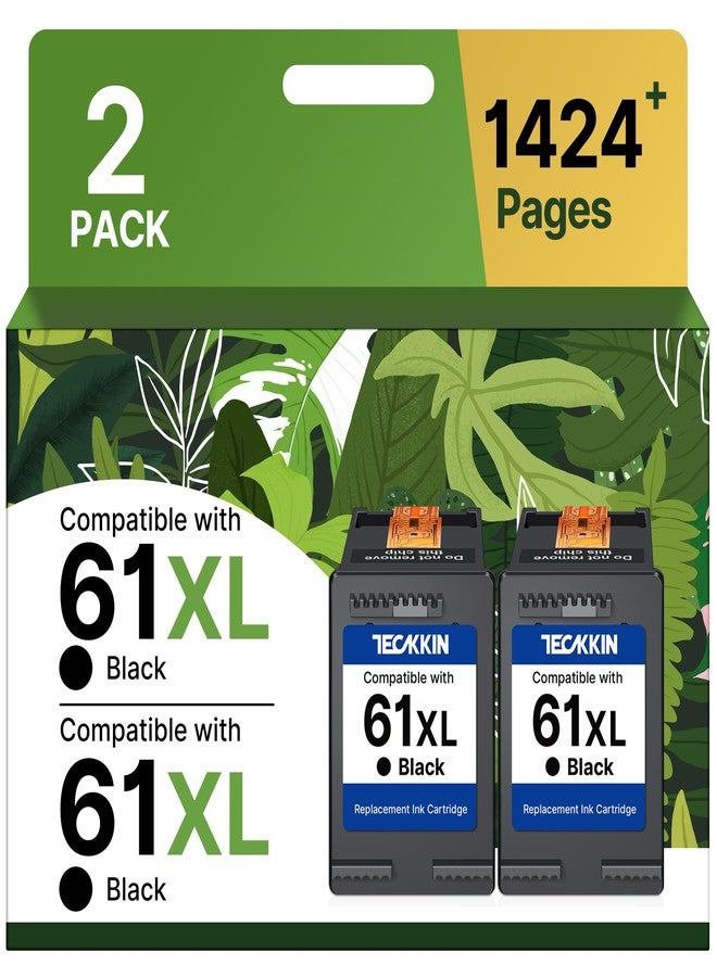 TECKKIN 61XL Black Ink Cartridge Replacement for HP Ink 61 HP 61 Black Ink Cartridge HP 61 Fit for Envy 4500 5530 4501 4502 DeskJet 1000 1010 1050 1510 2050 2510 2540 OfficeJet 2620 4630 Printer (2 Pack) - Image 1