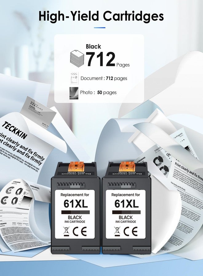 TECKKIN 61XL Black Ink Cartridge Replacement for HP Ink 61 HP 61 Black Ink Cartridge HP 61 Fit for Envy 4500 5530 4501 4502 DeskJet 1000 1010 1050 1510 2050 2510 2540 OfficeJet 2620 4630 Printer (2 Pack) - Image 3