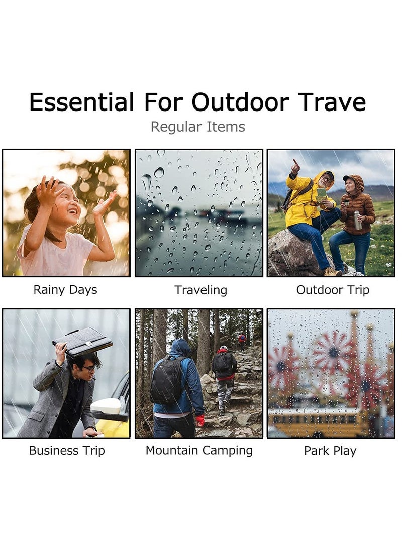 KASTWAVE عبوة من 2 من عباءات المطر، عباءة مهرجانات من مادة إي في إيه مقاومة للماء باللون الأسود للرجال والنساء، معطف مطر خفيف الوزن بأكمام طويلة للطوارئ، معطف مطر بغطاء رأس قابل لإعادة الاستخدام للبالغين والشباب في الأنشطة الخارجية - Image 3