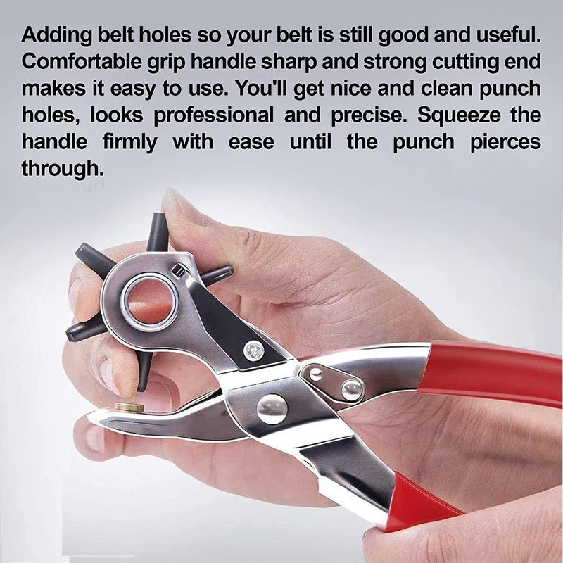 MOREL HEAVY DUTY LEATHER HOLE PUNCH TOOL REVOLVING FOR QUICK SIZE ADJUSTMENT PLIER 6 SIZES PUNCHER - Image 4