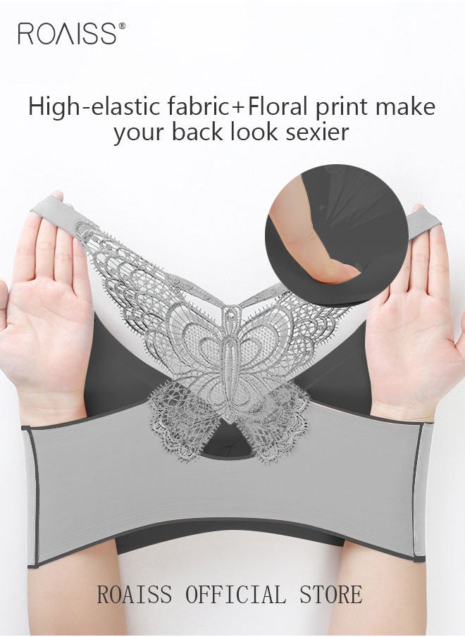 roaiss - Latex Bra No Steel Ring With Chest Pad Underwear Gathered No Trace Large Size Vest Style Bra for Women - Image 1