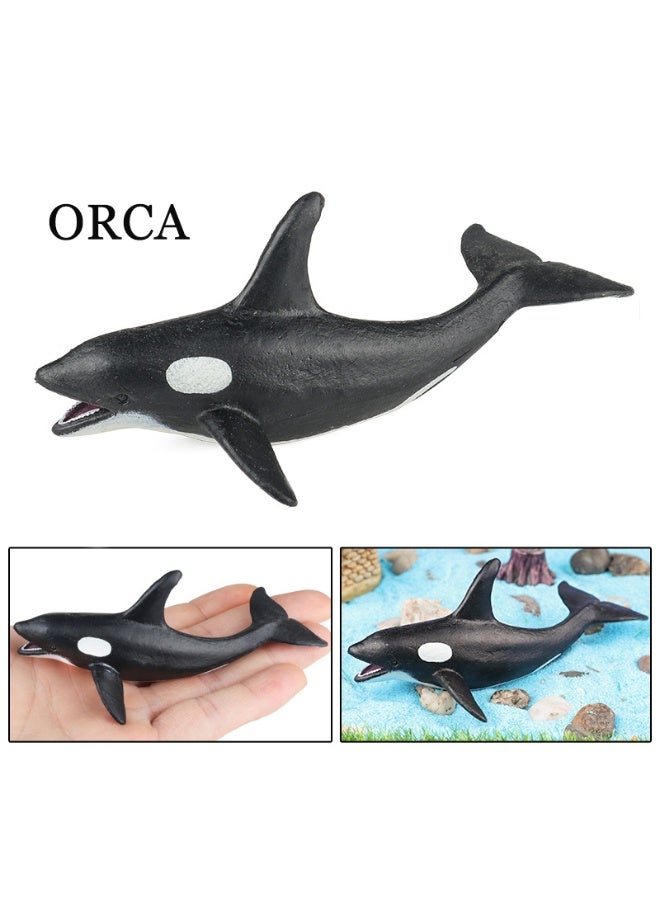 هالامودو مجموعة نماذج الحيوانات البحرية المكونة من 4 قطع -تماثيل مخلوقات المحيط الواقعية بما في ذلك دولفين، أوركا، سرطان حدبة الحصان، القرش، ألعاب معرفية بلاستيكية صلبة، هدية حفلة موضوع المحيط، هدية عيد ميلاد للأولاد والبنات - Image 2