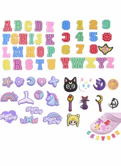 KASTWAVE Shoe Charms Crocs Cartoon Unicorn Letter Croc Decoration for Crocs Shoes, PVC ​Charms Bracelet Wristband for Men Women Kids Girl Boy, Buckle Party Favors Birthday Gifts Nurse Charm 62 PCS  - Image 1