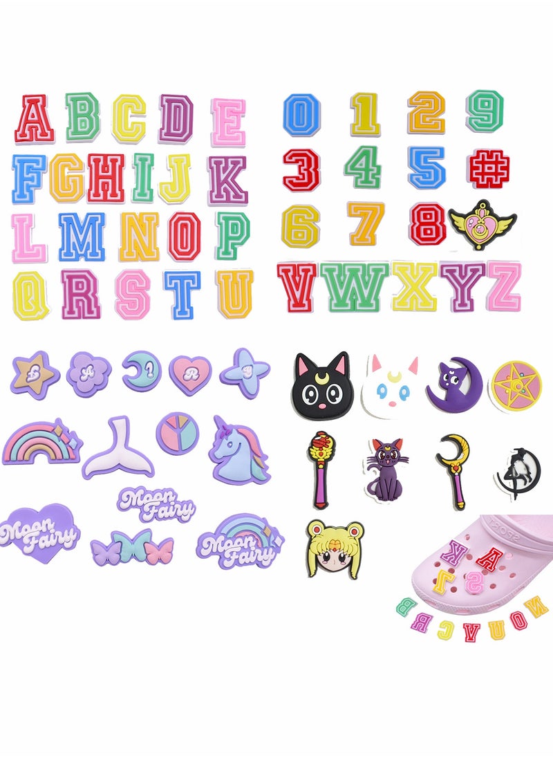 KASTWAVE Shoe Charms Crocs Cartoon Unicorn Letter Croc Decoration for Crocs Shoes, PVC ​Charms Bracelet Wristband for Men Women Kids Girl Boy, Buckle Party Favors Birthday Gifts Nurse Charm 62 PCS  - Image 1