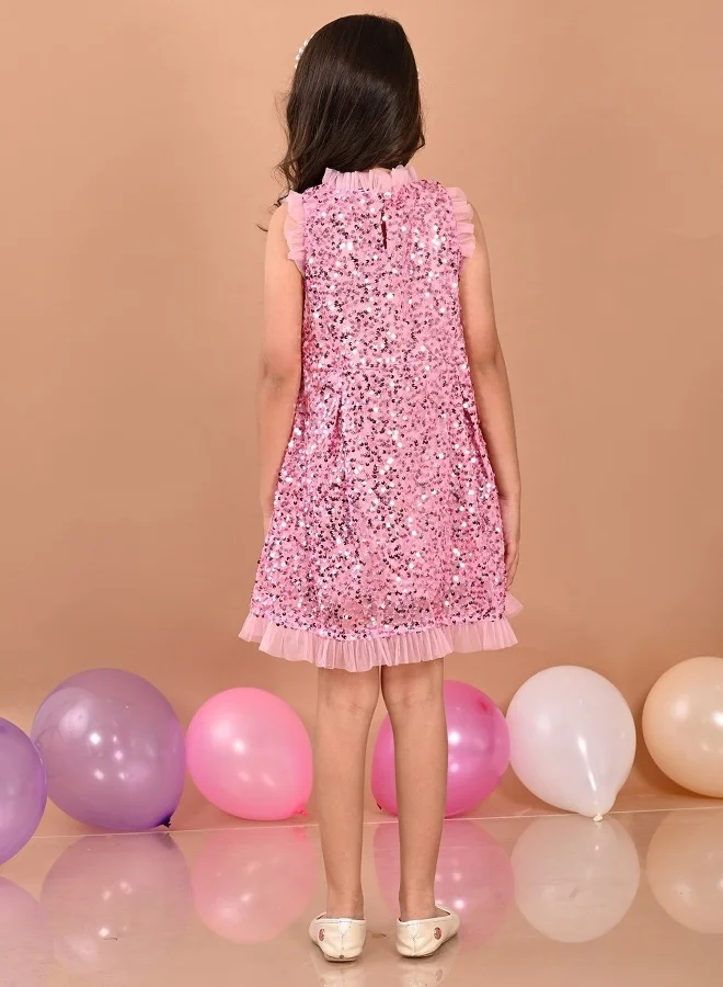LILPICKS Sequin Ruffle Party Dress