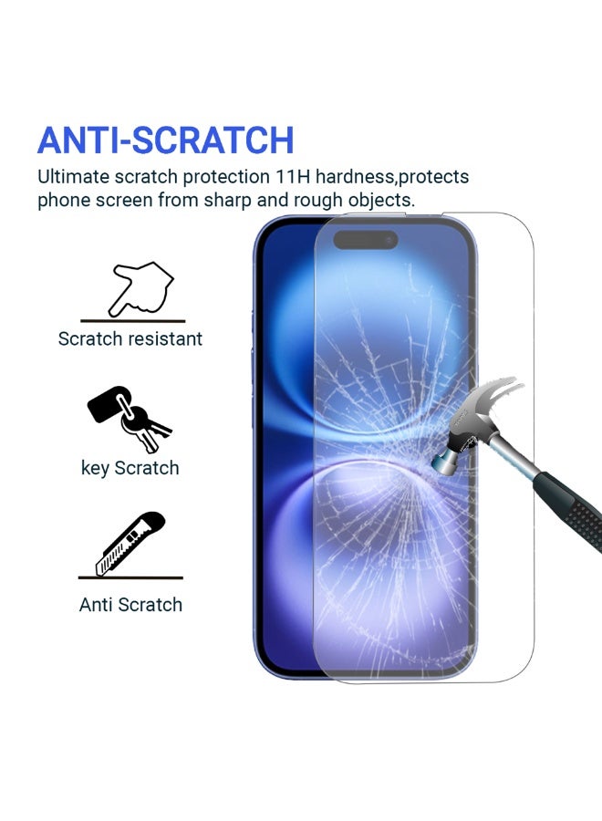 برايميت [3 قطع] واقي حماية شاشة ايفون 16 6.1 انش صلابة 9H رفيعة للغاية مضاد للتجسس عالي الدقة خاليه من الفقاعات - Image 4