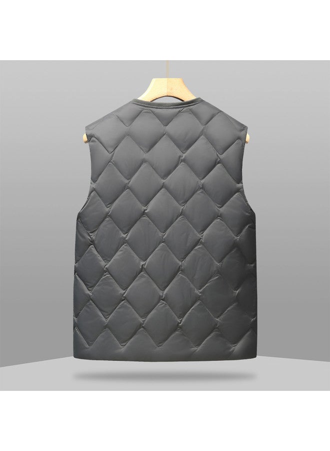 YaYa Winter Solid Color Versatile Comfortable Minimalist Men's Down Jacket V-neck Casual Warm Down Vest Men - Image 3