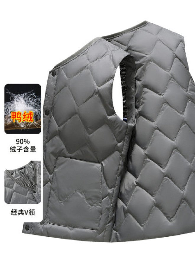 YaYa Winter Solid Color Versatile Comfortable Minimalist Men's Down Jacket V-neck Casual Warm Down Vest Men - Image 1