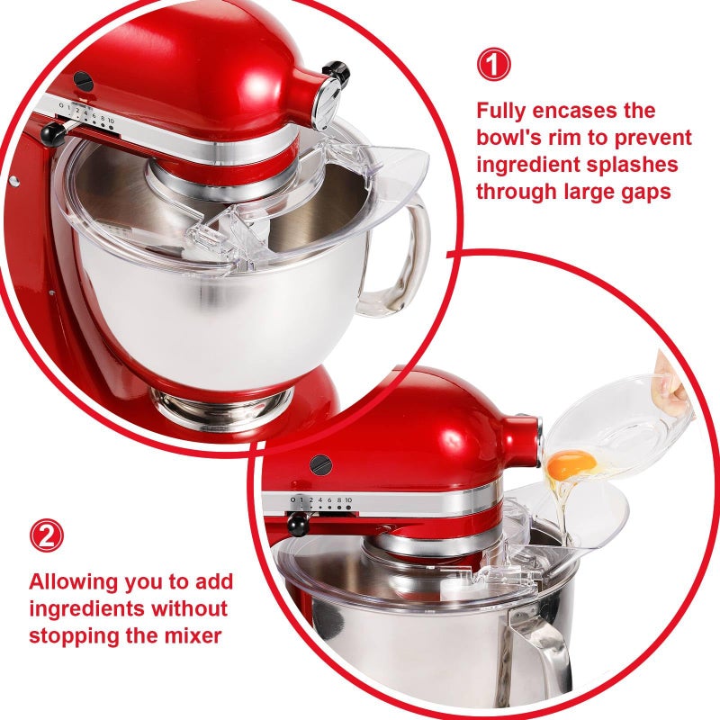 Netotoro Pouring Shield for KitchenAid 4.5-5 Quart Tilt-Head Stand Mixer, Splash Guard with Removable Pouring Chute, Mixer Accessories and Attachments - Image 2