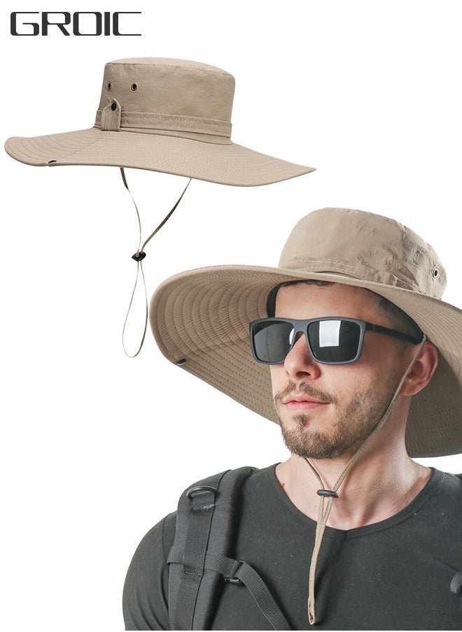 GROIC - Super Wide Brim Sun Hats, Bucket Hat for Fishing Hiking Garden,Waterproof Sun Hat Wide Brim Bucket Hat UV Protection Boonie Hat,Mountaineering Cap - Image 1