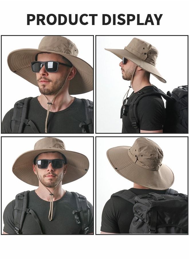 GROIC - Super Wide Brim Sun Hats, Bucket Hat for Fishing Hiking Garden,Waterproof Sun Hat Wide Brim Bucket Hat UV Protection Boonie Hat,Mountaineering Cap - Image 1