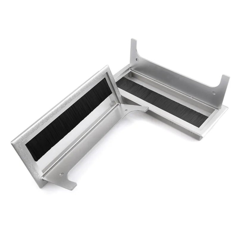 Pack of 2 Cable Grommets - Cable Feed-Through Desk with Opening Lid - Desk Cable Guide - Dust-Repellent Reduces Fraying, Rectangular Cable Organisation (Silver, 160 x 80 mm) - Image 4
