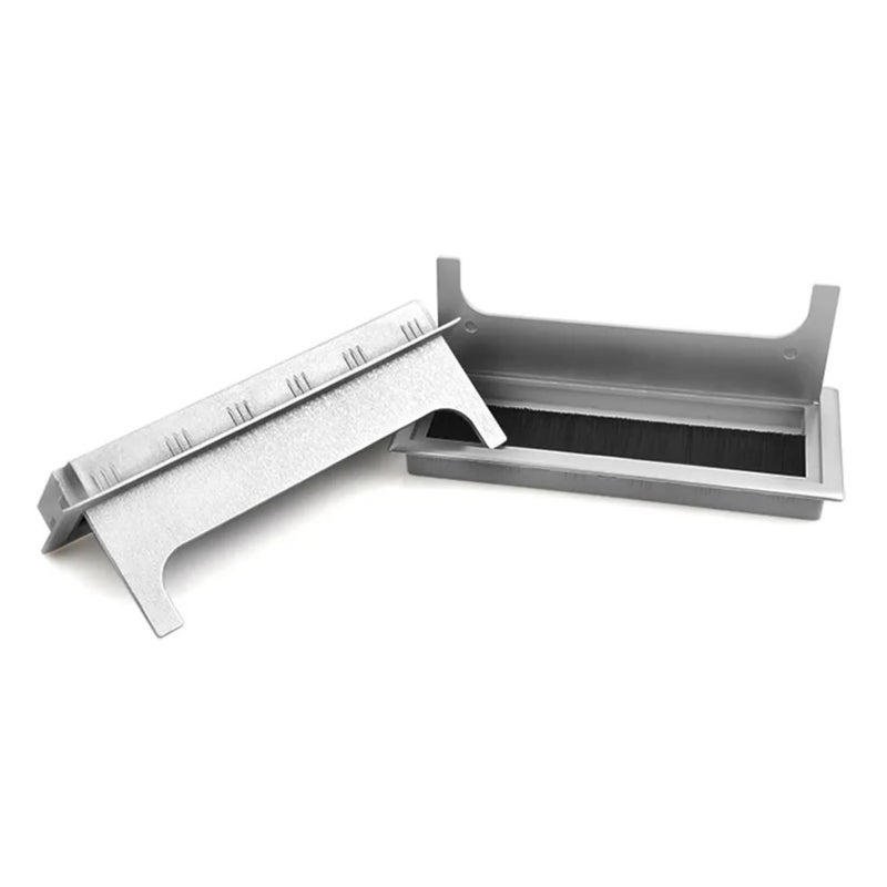 Pack of 2 Cable Grommets - Cable Feed-Through Desk with Opening Lid - Desk Cable Guide - Dust-Repellent Reduces Fraying, Rectangular Cable Organisation (Silver, 160 x 80 mm) - Image 5