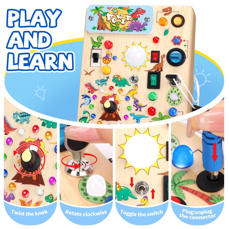 Grarain Busy Board for Toddlers - Montessori Educational Toy for 1-3 Year Old Boys & Girls | Travel-Friendly Sensory Learning Activity | Ideal for Kids with Autism(Dinosaur Busy Board) - Image 3