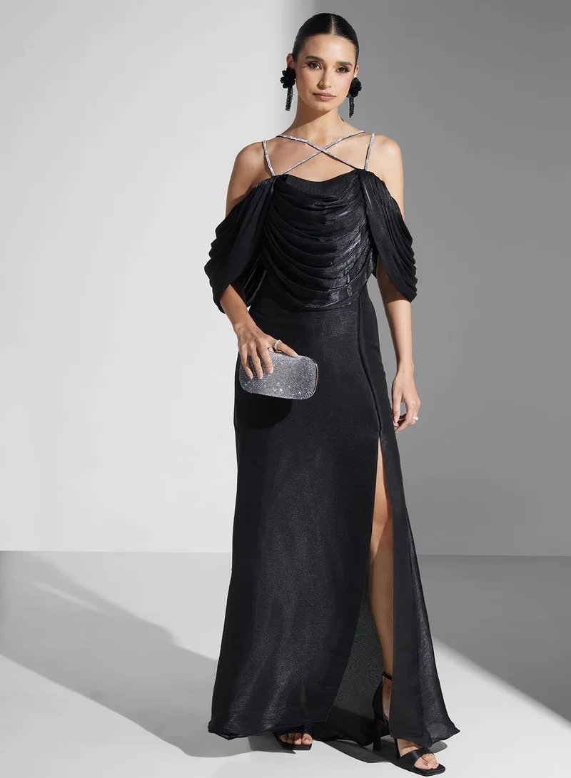 Namshi x Draped Shoulder Gown
