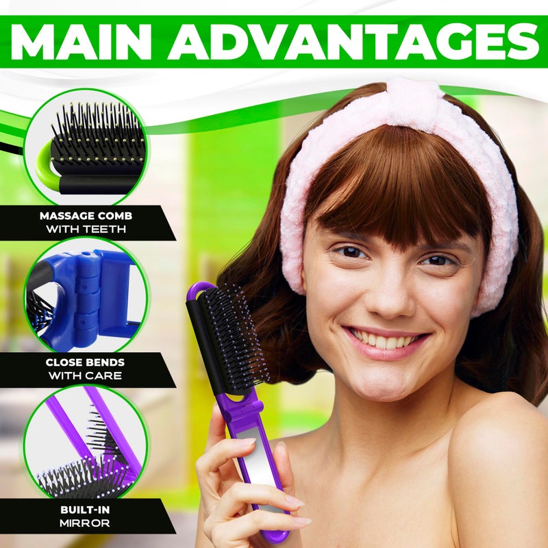 DIMROM 4 Pcs Folding Travel Hair Brush for Purse - 4.25 Ã— 1.49" Small Travel Brush with Mirror and Flexible Nylon Bristles, Set of Lightweight Purse Brushes for Women - Small Hairbrush for Purse in 4 Colors - Image 4