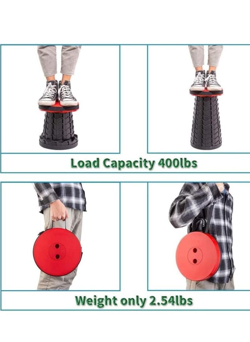 ELTRAZONE - Upgraded-Portable Collapsible Folding Stool, Retractable Telescoping Foldable Camping Stool for Adults for Outdoor Fishing Hiking Gardening Travel BBQ Red. - Image 1