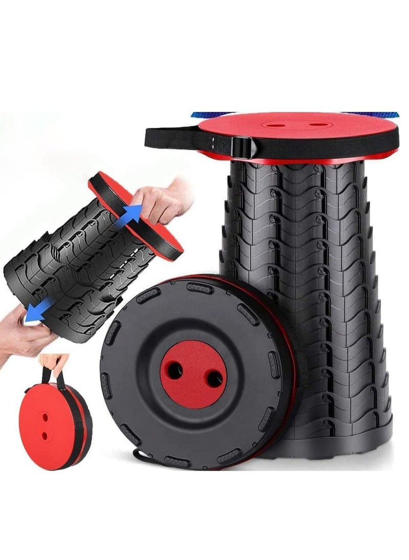 ELTRAZONE - Upgraded-Portable Collapsible Folding Stool, Retractable Telescoping Foldable Camping Stool for Adults for Outdoor Fishing Hiking Gardening Travel BBQ Red. - Image 1