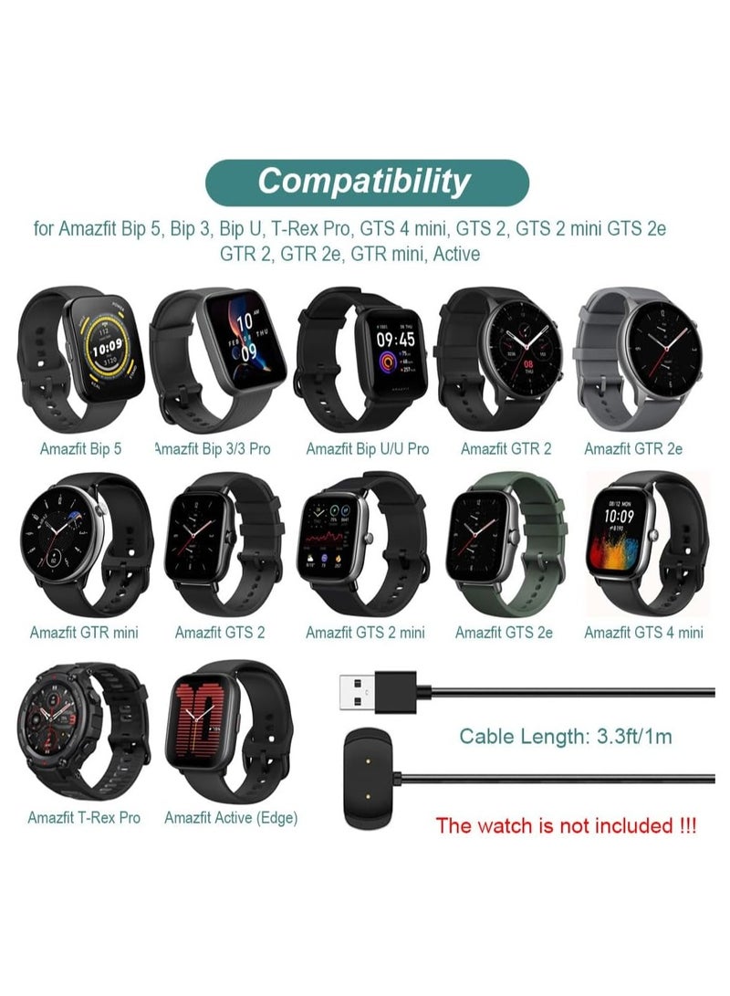 Charger Cable for Amazfit Bip 5, Bip 3, Bip U, T-Rex Pro, GTS 4 Mini, GTS 2, GTS 2 Mini, GTS 2e, GTR 2, GTR 2e, Active, USB Charging Cable Dock Cord 3.3ft Smartwatch Accessories - Image 3