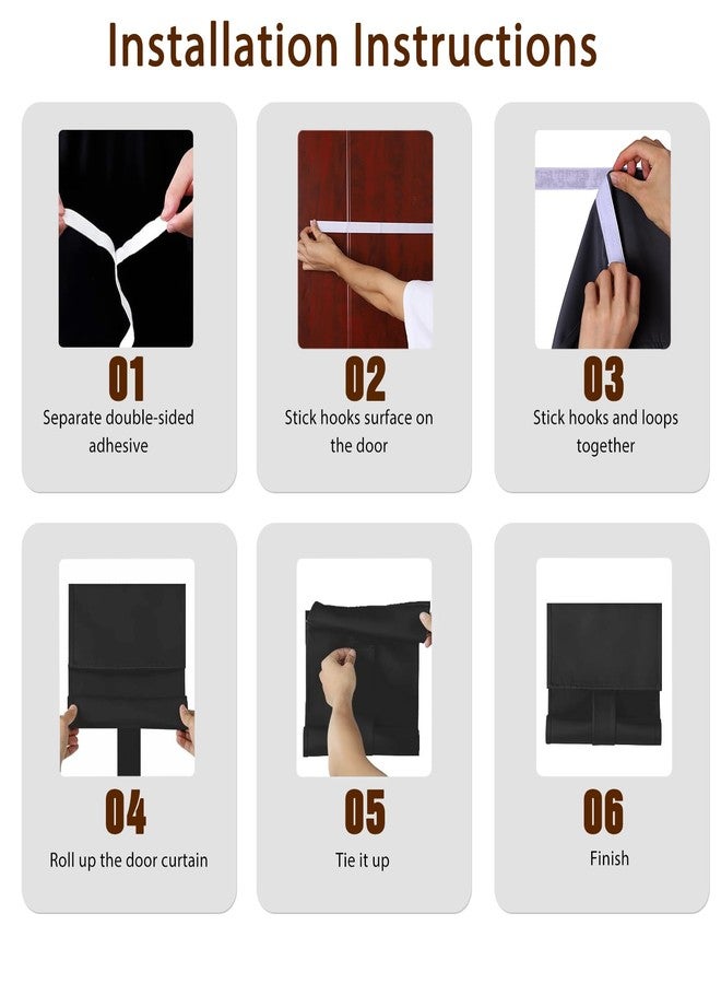 ChYoung Classroom Window Cover Door Curtains Blackout Shades for Classroom Windows and Doors No Drill Window Blinds Room Darkening Tie Up Door Window Covering - W 9.8 Inch x H 39 Inch (1, Black) - Image 3
