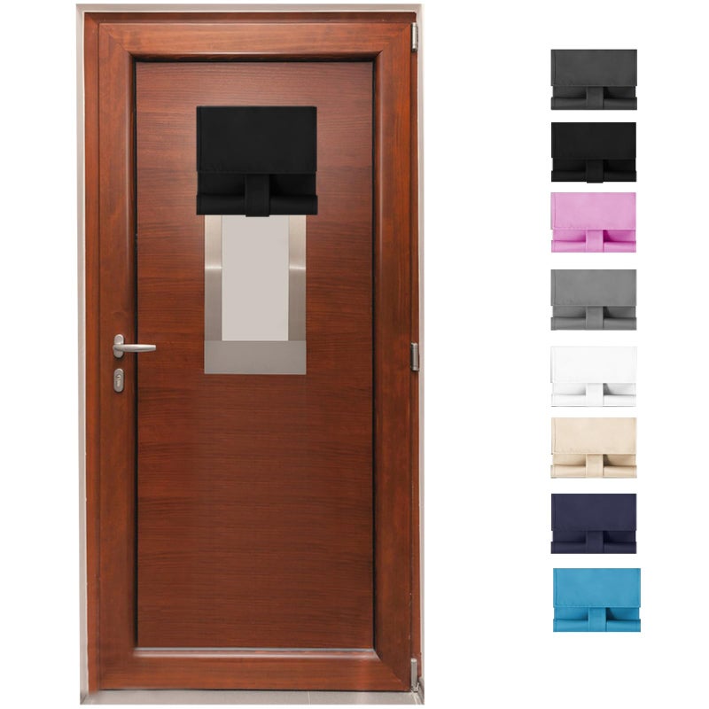 ChYoung Classroom Window Cover Door Curtains Blackout Shades for Classroom Windows and Doors No Drill Window Blinds Room Darkening Tie Up Door Window Covering - W 9.8 Inch x H 39 Inch (1, Black) - Image 1