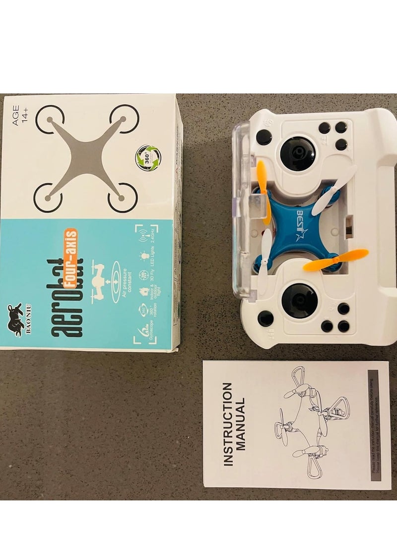 Mini Drone quadcopter remote control airplane high fall resistance toy (blue)