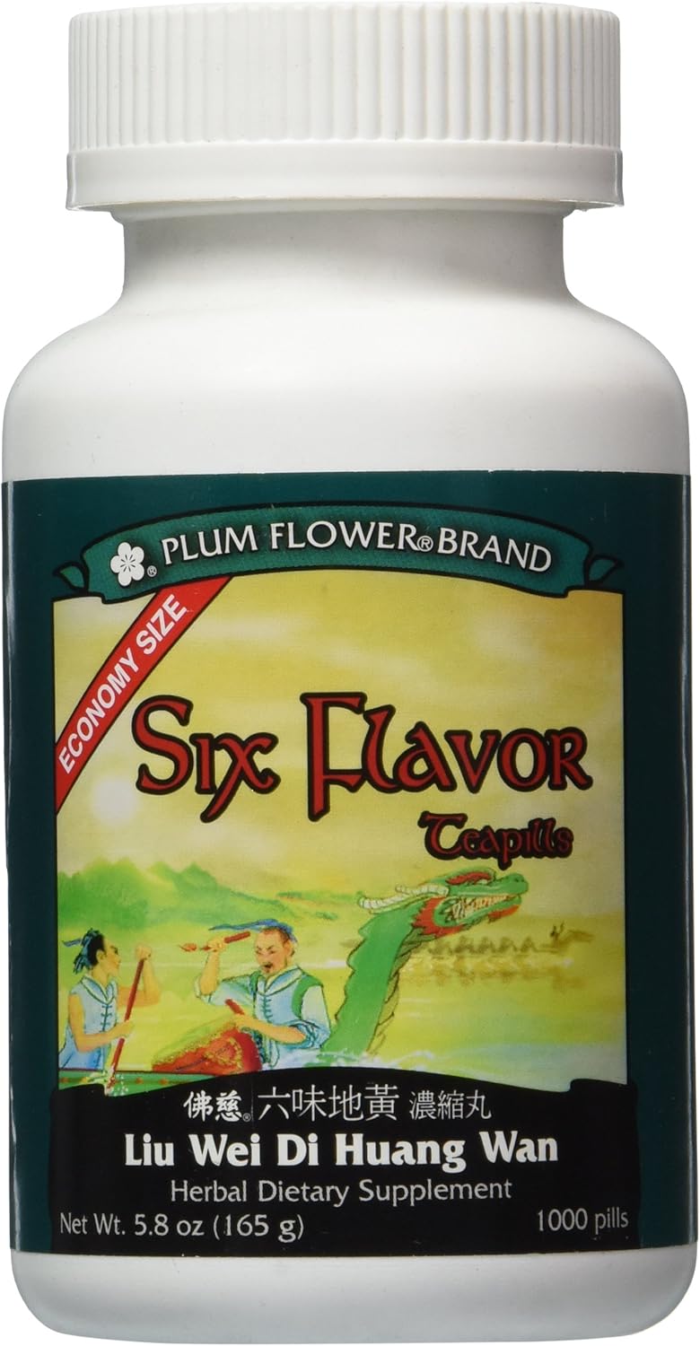 Plum Flower Six Flavor Teapills - Liu Wei Di Huang Wan Herbal Dietary Supplement, 1000 Pills - Image 1
