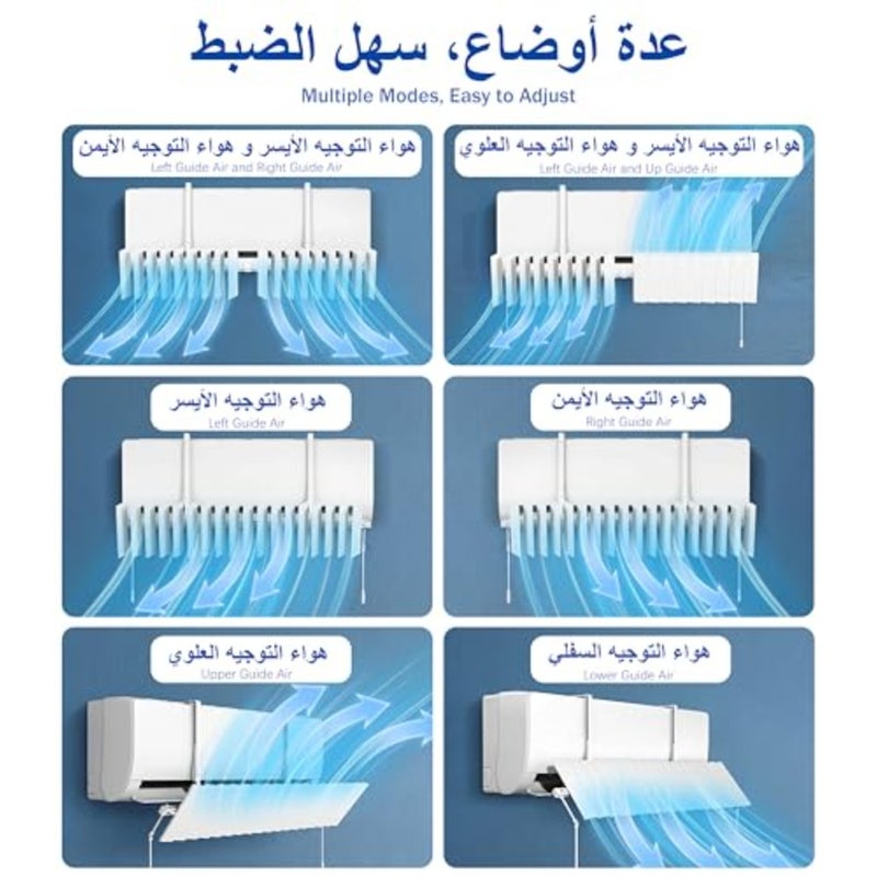 عاكس مكيف هواء سبليت مثبت على الحائط، بلاستيك ABS، أبيض، بدون تكثيف وتصميم مضاد للنفخ المباشر، لا يتطلب الحفر - Image 4