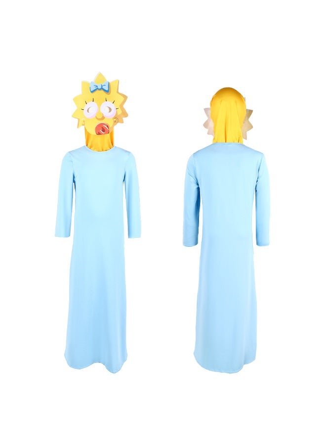 The animated Simpsons jumpsuit, cartoon character Lisa Bart, Homer, Maggie's family costume, Halloween stage performance costume