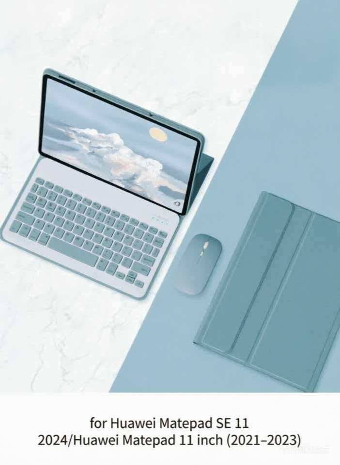 Bilingual Keyboard Case for Huawei Matepad SE 11 2024/HuaWei Matepad 11 inch (2021-2023), Detachable Wireless Keyboard Pen Holder Ultra-thin Leather Smart Case with Mouse - Image 1