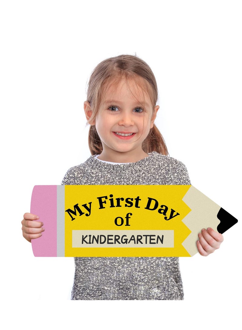 First and Last Day of School Chalkboard Sign Double Sided Wooden Pencil Shaped Reusable Board Back to School Photo Prop for Kids Girls Boys Preschool Kindergarten Teachers - Image 1