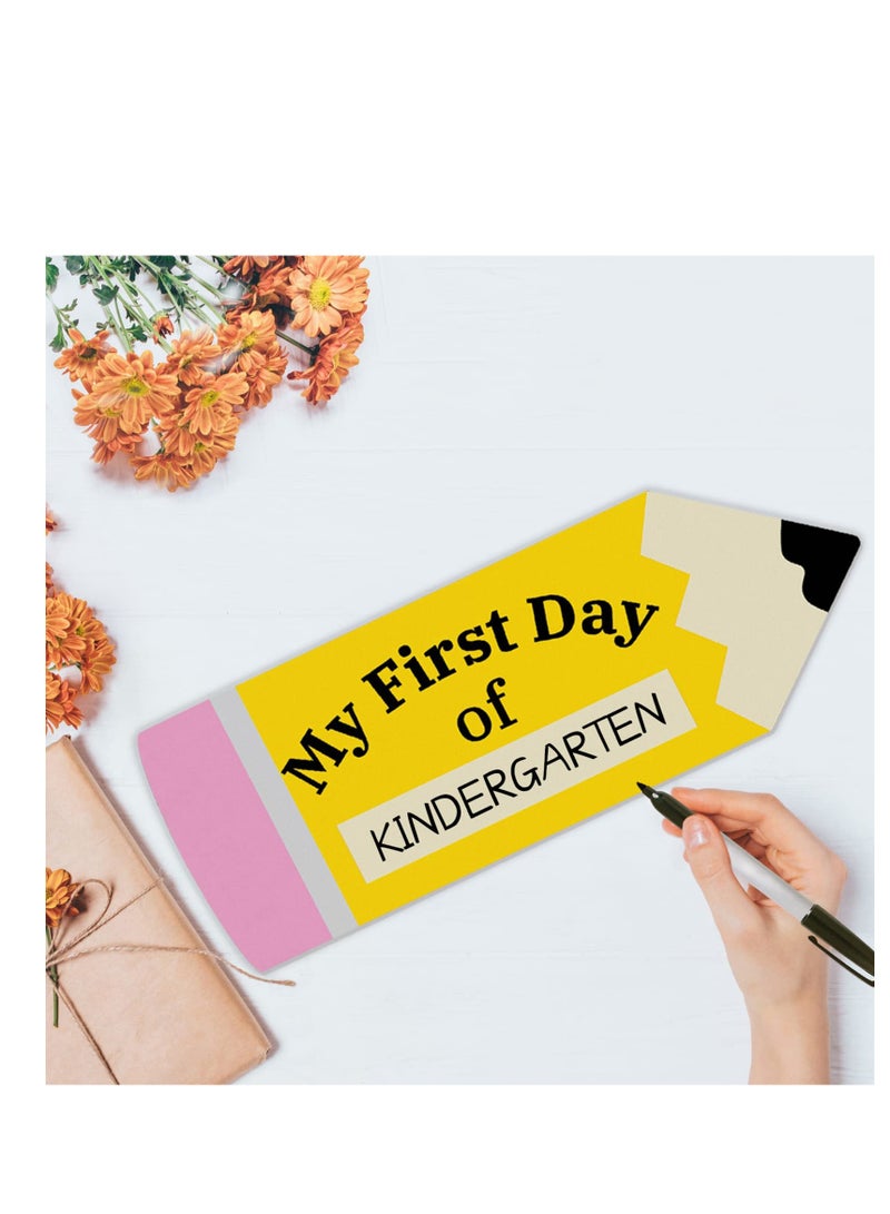 First and Last Day of School Chalkboard Sign Double Sided Wooden Pencil Shaped Reusable Board Back to School Photo Prop for Kids Girls Boys Preschool Kindergarten Teachers - Image 2