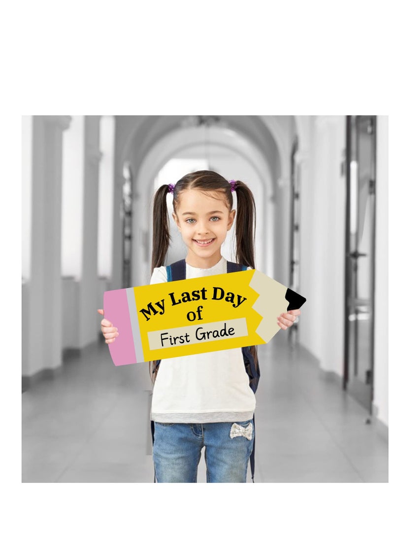 First and Last Day of School Chalkboard Sign Double Sided Wooden Pencil Shaped Reusable Board Back to School Photo Prop for Kids Girls Boys Preschool Kindergarten Teachers - Image 4