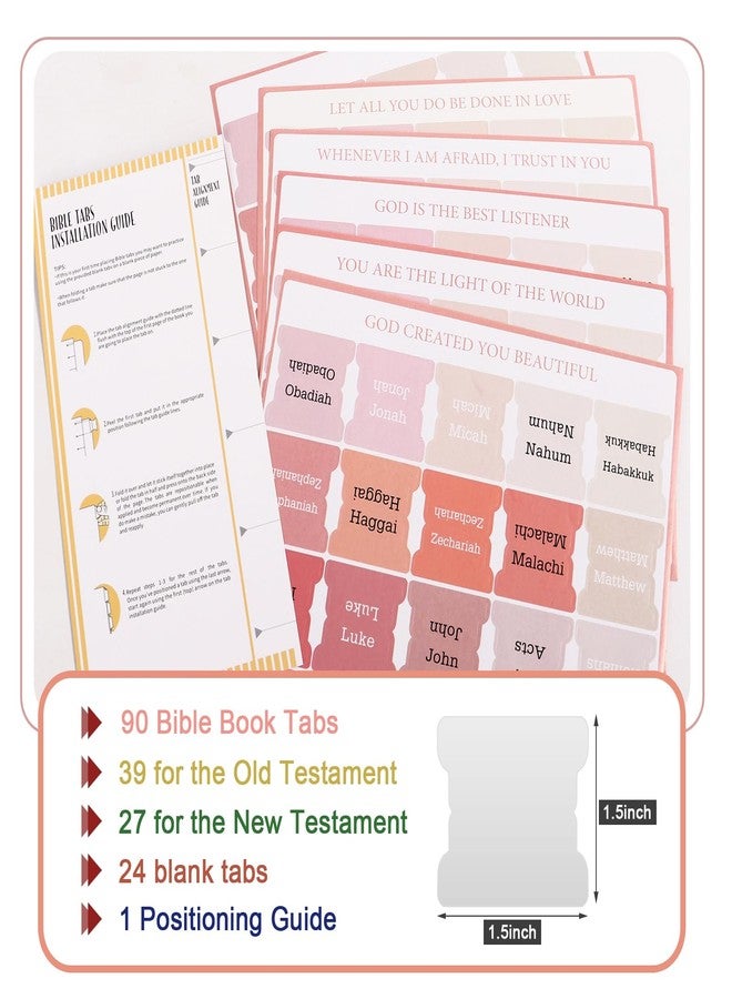 DOMMARE 90 Pieces Pink Bible Tabs for Women, Cute Laminated Large Print Bible Bookmarks Index Tabs Study Supplies Guide Set, Small Christening Christian Gifts for Men - Image 4
