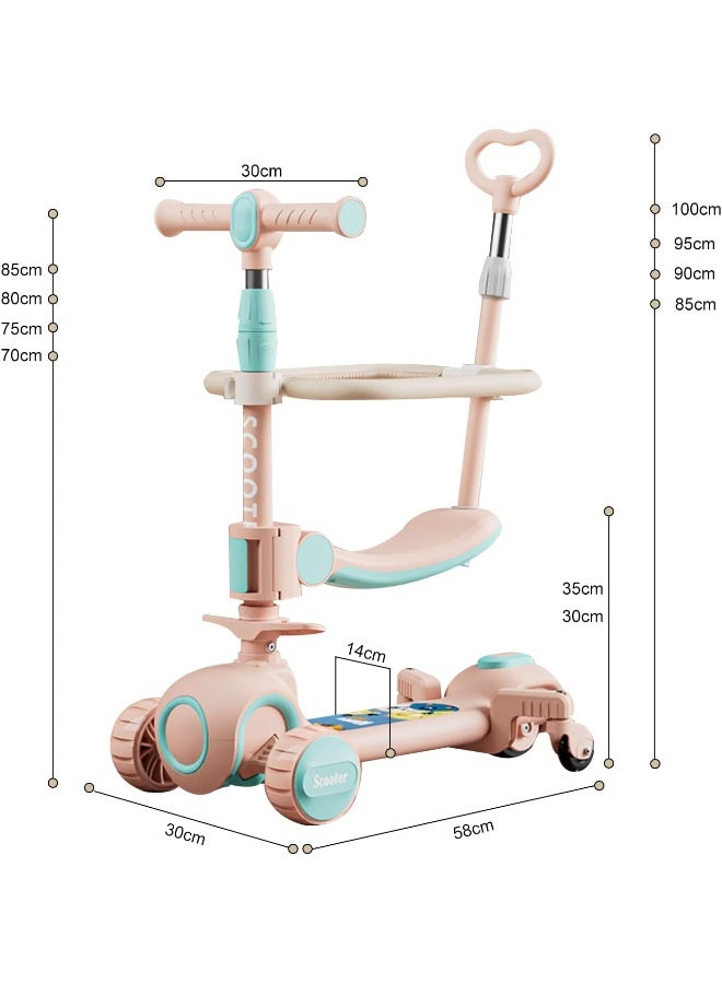 Beauenty Kids Scooter Three Wheel Kick Scooter for Kids Adjustable Height Handlebars Removable Seat Flash Scooter for 2-12 Year Old Kids - Image 2