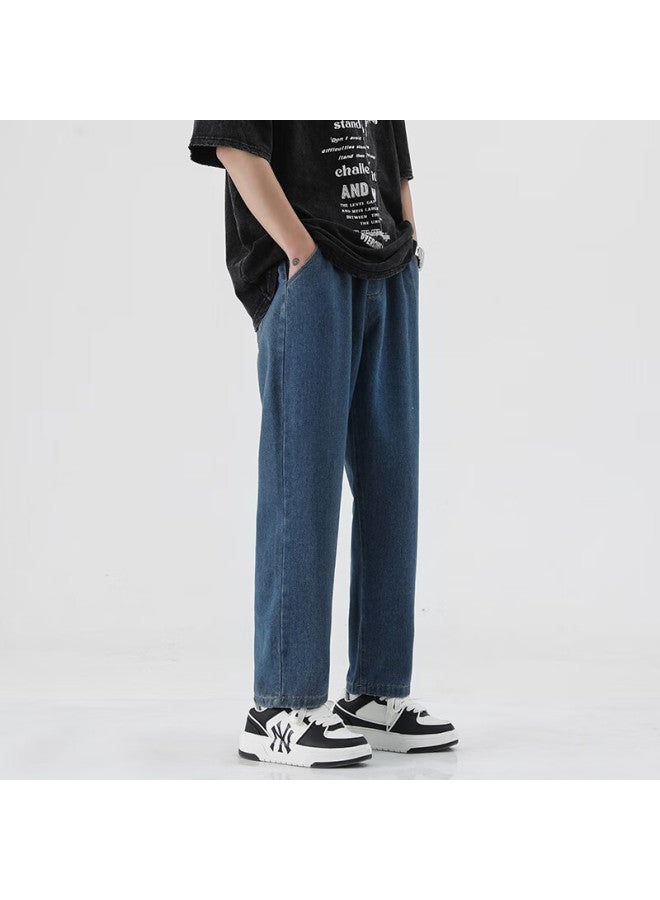 Izexx Men's Straight-leg Jeans Spring Summer Tall Casual Pants American Style Versatile Trend Zf89 Dark Blue S - Image 4