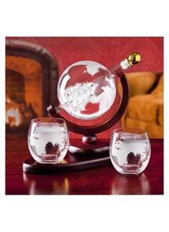 Generic Whiskey Decanter Globe Set with 2 Etched Whiskey Glasses,Reusable Whiskey Stone Ice Cubes  - Image 2