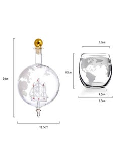 Generic Whiskey Decanter Globe Set with 2 Etched Whiskey Glasses,Reusable Whiskey Stone Ice Cubes  - Image 5