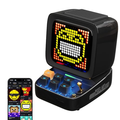 Divoom Ditoo Retro Pixel Art Game Bluetooth Speaker with 16X16 LED App Controlled Front Screen Black - Image 1