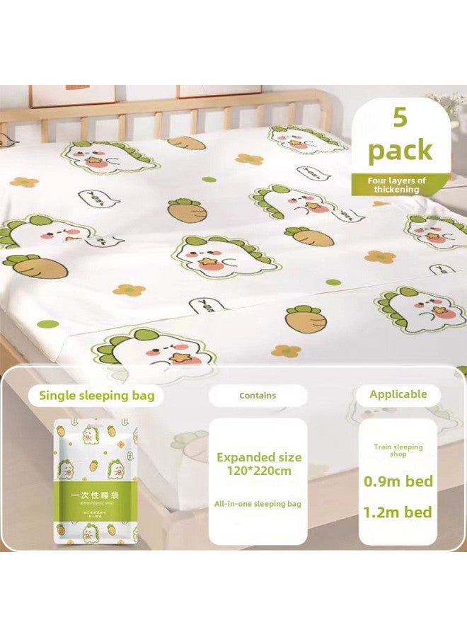 Disposable Sleeping Bag Travel Hotel Dirty Portable Double Single Bed Sheet Quilt Cover Quilt Cover Pillowcase One-piece Thickened-Color:[single Dirt-proof Sleeping Bag] 5 Packs Of Train Bedroom - Image 1