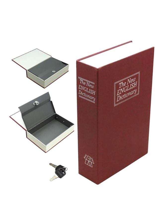 Dictionary Diversion Book Safe With Key Lock for home Maroon/White 22x15centimeter - Image 2