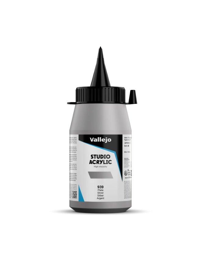 فاليجو أكريليك ستوديو ٥٠٠ مل فضي - طلاء أكريليك احترافي معدني عالي الصبغة للفنانين