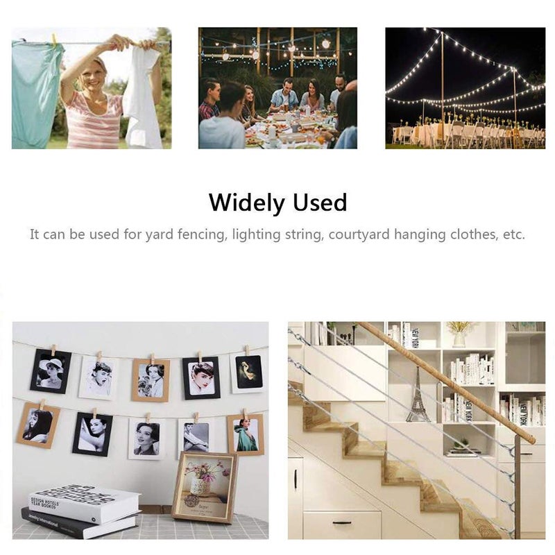 Litcher Globe String Light Suspension Kit, Outdoor Light Guide Wire, Vinyl Coated Stainless Steel Steel Cable，Include 150ft Transparent PVC and 304 Stainless Steel Wire Cable, Turnbuckle and Hooks - Image 5
