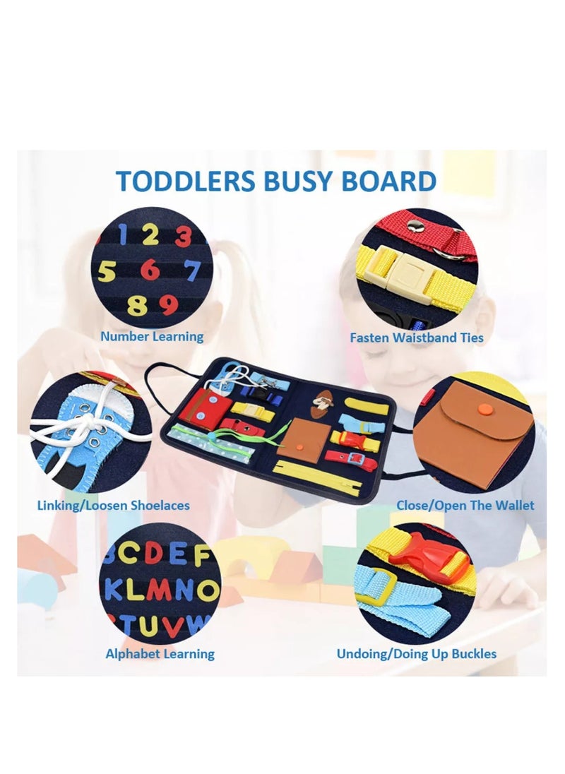 Generic - Toddler Busy Board Montessori Fine Motor Skills Toy Zipper Buckle Button Shoe Tying Practice Board - Image 1